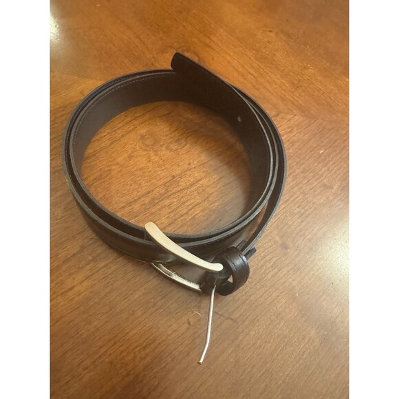 Class Lopez Belt Black Mens Sz 46 Leather Silver Buckle 1 3/8" - Picture 2 of 10